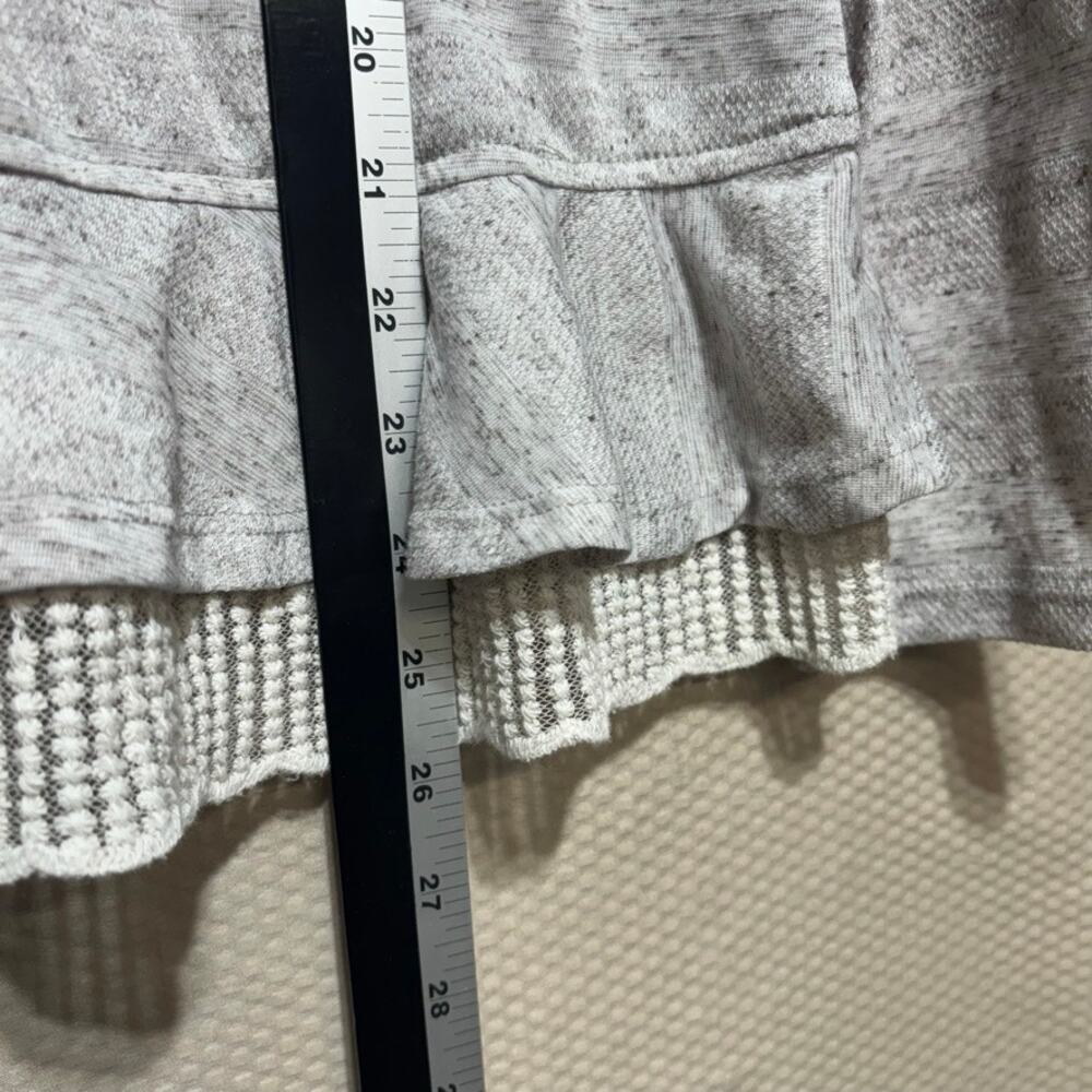 Mystree Women's Gray Lace Trim Textured Long Sleeve Shirt Size M - Picture 7 of 8
